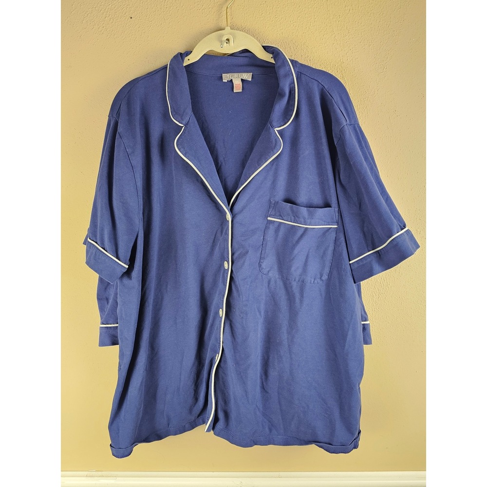 J. Crew Womens Navy Dreamy Cotton Blend Pajama Short Set XXL